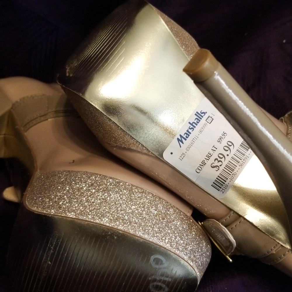 Shoes: NWOT Steve Madden Open Toe Heels with Glittered Platform - Picture 6 of 6